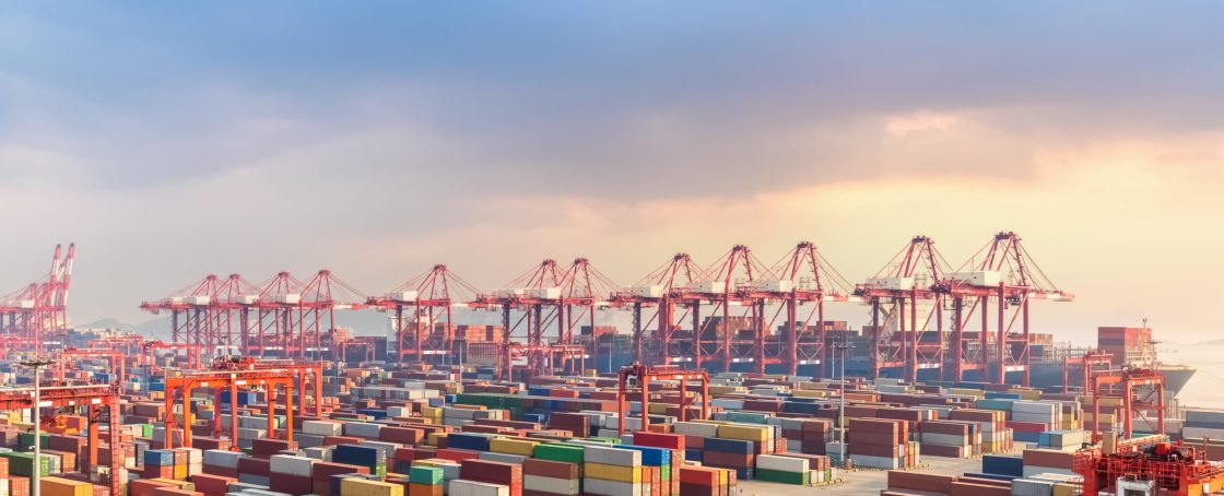 Shanghai,Container,Terminal,At,Dusk,,One,Of,The,Largest,Cargo